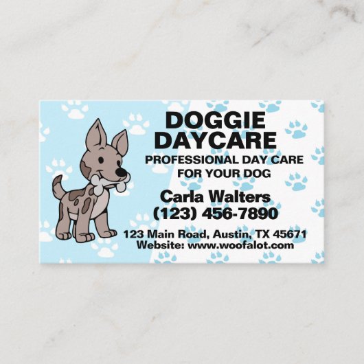 Paw Prints Doggie Day Care Visitekaartje (Voorkant)
