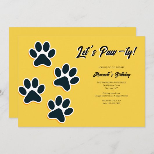 Paw Prints Doggie Verjaardagsfeest Kaart (Voorkant / Achterkant)