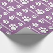 PAW PRINTS en aangepaste naam V11 WHITE en PAARS Cadeaupapier (Hoek)