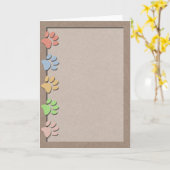 Paw Prints Faux Kraft Papier Textuur Blank Binnen Kaart (Gele Bloem)