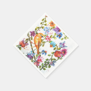 PAW PRINTS GEEL BIRD PAPIER NAPKINS SERVET