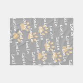 Paw Prints Grijs Geel Gepersonaliseerde Hondennaam Fleece Deken (Voorkant (Horizontaal))
