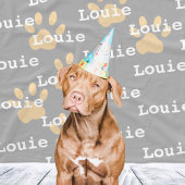 Paw Prints Grijs Geel Gepersonaliseerde Hondennaam Fleece Deken