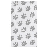 Paw Prints Grijze Prints op witte achtergrond Klein Cadeauzakje (Voorkant)