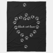 Paw Prints Hart Grote Zwarte Pet Fleece Deken (Voorkant)