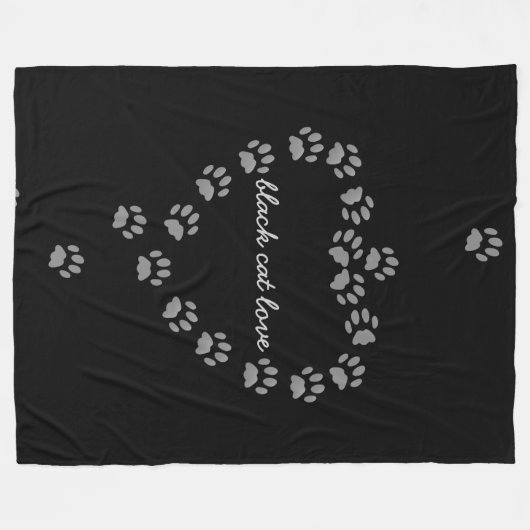 Paw Prints Hart Grote Zwarte Pet Fleece Deken (Voorkant (Horizontaal))