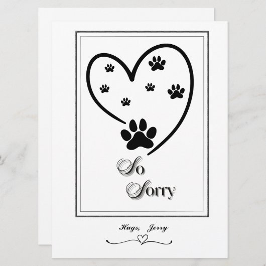 Paw Prints Heart Design Feestdagenkaart (Voorkant / Achterkant)