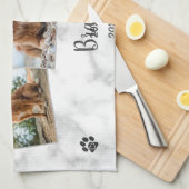 Paw Prints Hearts 3 Memorial Foto Pet Dog Theedoek (Quarter Fold)