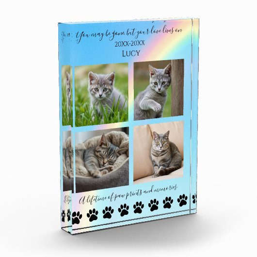 Paw Prints & Herinneringen-Rainbow Cat Memorial- Fotoblokken (Links)