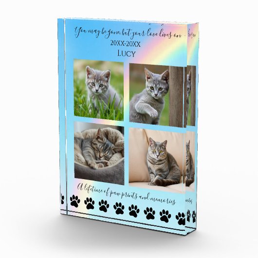 Paw Prints & Herinneringen-Rainbow Cat Memorial- Fotoblokken (Rechts)