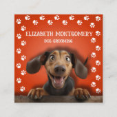 Paw Prints Hond Groomer Vierkante Visitekaartje (Voorkant)