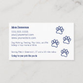 Paw Prints Hond Walker Pet Sitter Donkerblauw Visitekaartje (Achterkant)