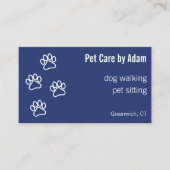 Paw Prints Hond Walker Pet Sitter Donkerblauw Visitekaartje (Voorkant)