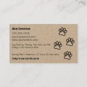 Paw Prints Hond Walker Pet Sitter Kraft Papier Visitekaartje (Achterkant)