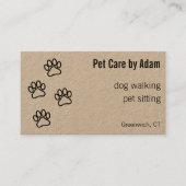 Paw Prints Hond Walker Pet Sitter Kraft Papier Visitekaartje (Voorkant)