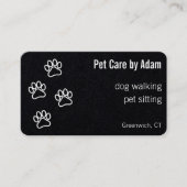 Paw Prints Hond Walker Pet Sitter Premium Zwart Visitekaartje (Voorkant)