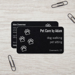 Paw Prints Hond Walker Pet Sitter Premium Zwart Visitekaartje
