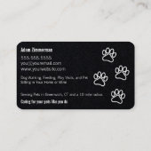 Paw Prints Hond Walker Pet Sitter Premium Zwart Visitekaartje (Achterkant)