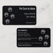 Paw Prints Hond Walker Pet Sitter Premium Zwart Visitekaartje (Voorkant / Achterkant)