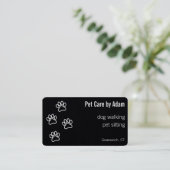 Paw Prints Hond Walker Pet Sitter Premium Zwart Visitekaartje (Staand voorkant)