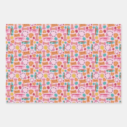 Paw Prints Hondenhart Valentijn Inpakpapier Vel (Voorkant)