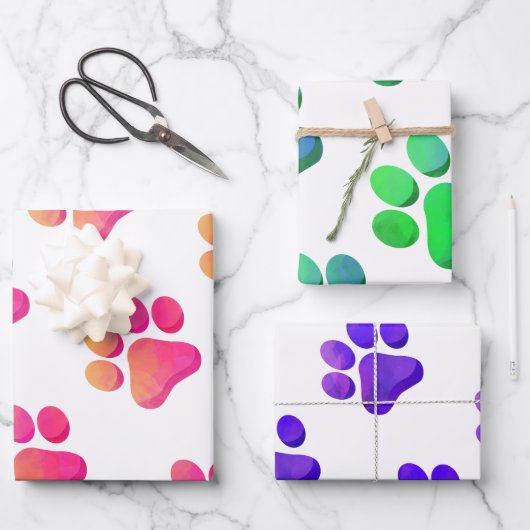 Paw Prints Huisdieren Honden Katten Dier Multi Kle Inpakpapier Vel (Voorkant)