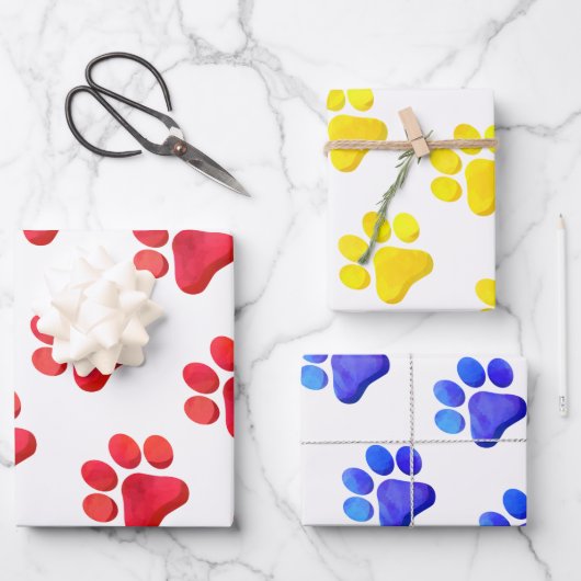 Paw Prints Huisdieren Honden Katten Gift Wrap Fun Inpakpapier Vel (Voorkant)