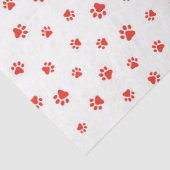 Paw Prints Huisdieren Honden Katten Rood Twee Toon Tissuepapier (Detail)