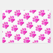 Paw Prints Huisdieren Honden Katten Roze Geel Blau Inpakpapier Vel (Voorkant)