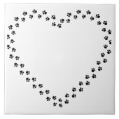 Paw Prints in een Hart Tegeltje (Voorkant)