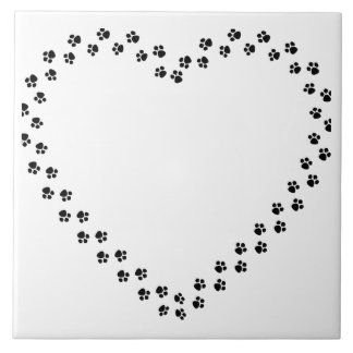 Paw Prints in een Hart Tegeltje