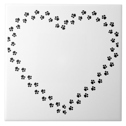 Paw Prints in een Hart Tegeltje (Voorkant)