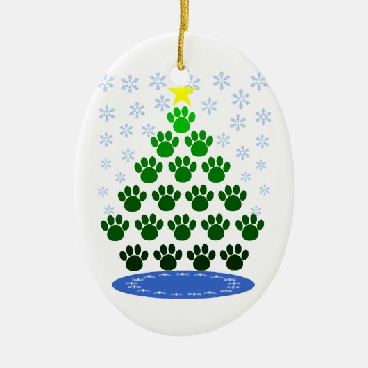 Paw Prints Kerstboom Ornament (Voorkant)
