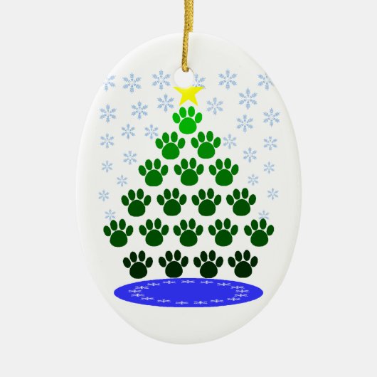 Paw Prints Kerstboom Ornament (Voorkant)