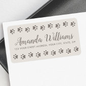 Paw prints licht beige bruin  script retour etiket