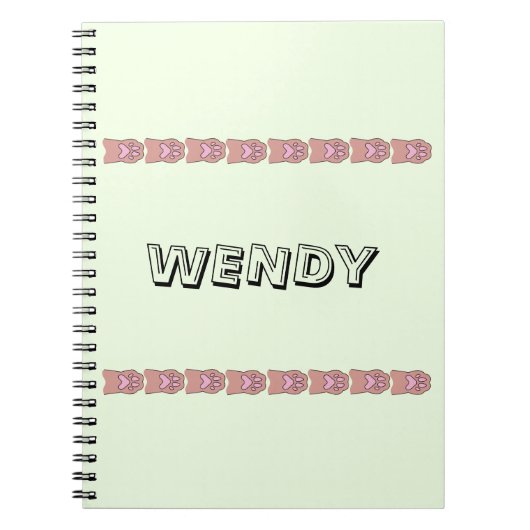 Paw prints lichtgroen Gepersonaliseerde naam Notitieboek (Voorkant)