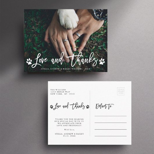 Paw Prints Liefde & Bedankt | Dank je foto Briefkaart