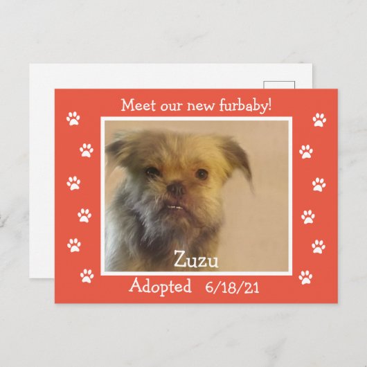 Paw Prints Lijst Pet Adoption De datum opslaan Briefkaart (Voorkant / Achterkant)