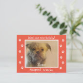 Paw Prints Lijst Pet Adoption De datum opslaan Briefkaart (Staand voorkant)