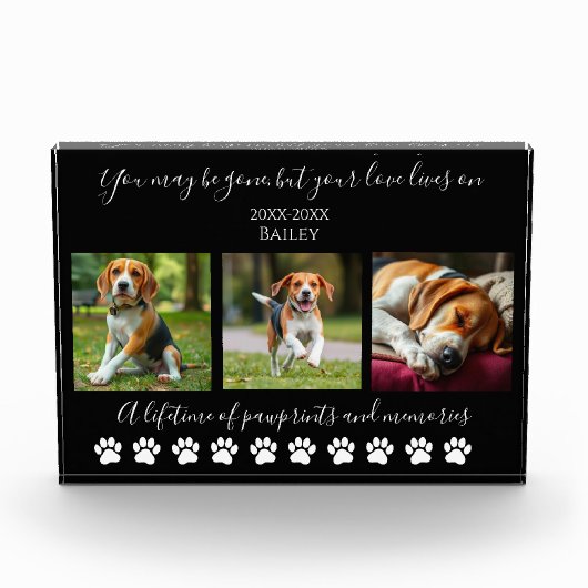 Paw Prints & Memories-Custom Memorial voor een hon Fotoblokken (Voorkant)