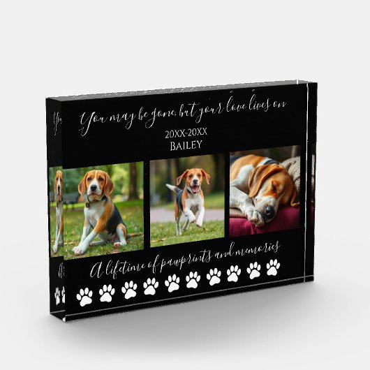 Paw Prints & Memories-Custom Memorial voor een hon Fotoblokken (Links)