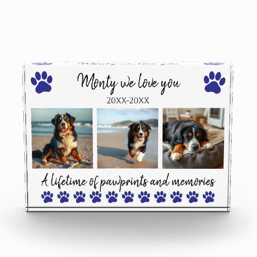 Paw Prints & Memories-Custom Pet- Fotoblok (Voorkant)