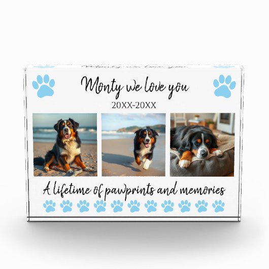 Paw Prints & Memories-Custom Pet- Fotoblok (Voorkant)
