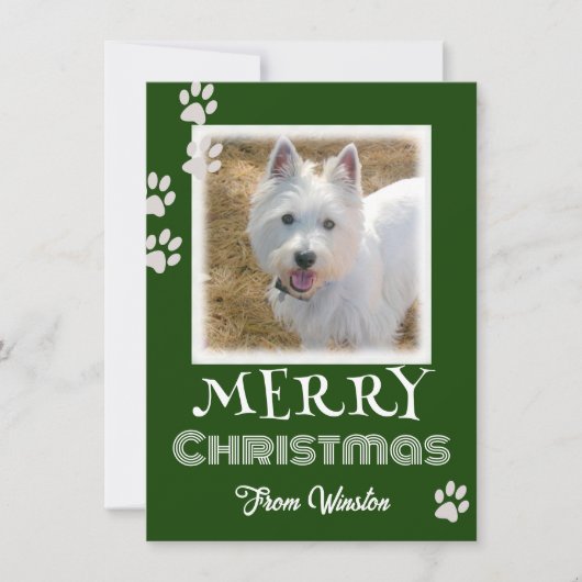 Paw Prints Merry kerstdog-fotokaarten (Voorkant)