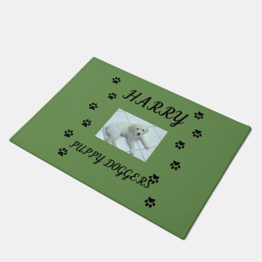 Paw Prints met Pet's Foto en Naam Deurmat (Schuin)
