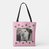 Paw Prints met Pet's Foto en Naam Tote Bag (Achterkant)