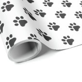 Paw Prints Modern Zwart Wit Pet Lovers Gift Wrap Cadeaupapier (Rol Hoek)