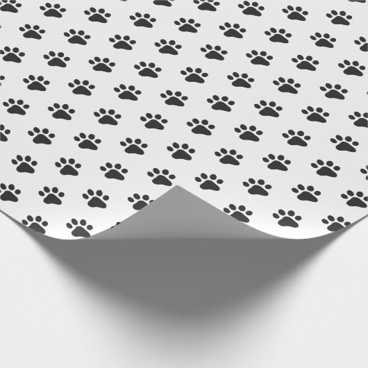 Paw Prints Modern Zwart Wit Pet Lovers Gift Wrap Cadeaupapier (Hoek)