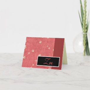 Paw Prints Note Card with Name Kaart