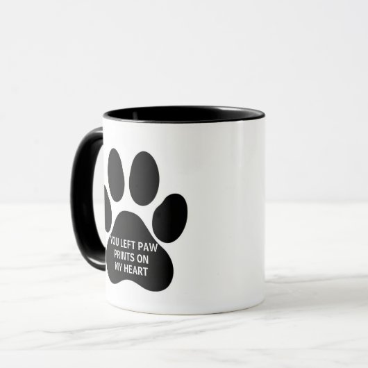 Paw Prints On My Heart Pet Memorial Mug Mok (Voorkant links)